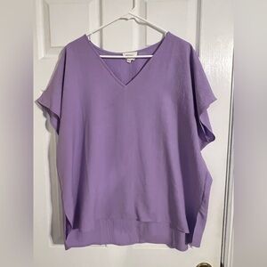 Andree Lavender V-Neck Dolman Sleeve Top